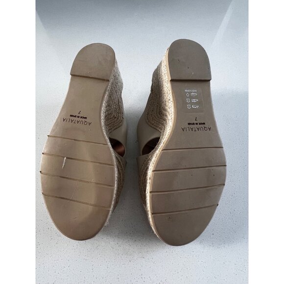 AQUATALIA MARINA beige leather wedge slide sandals size 7 NEW - Picture 6 of 9